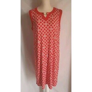 Anne Klein Red Tomato Chain Link Lion Head Logo Sleeveless Shift Dress Size M